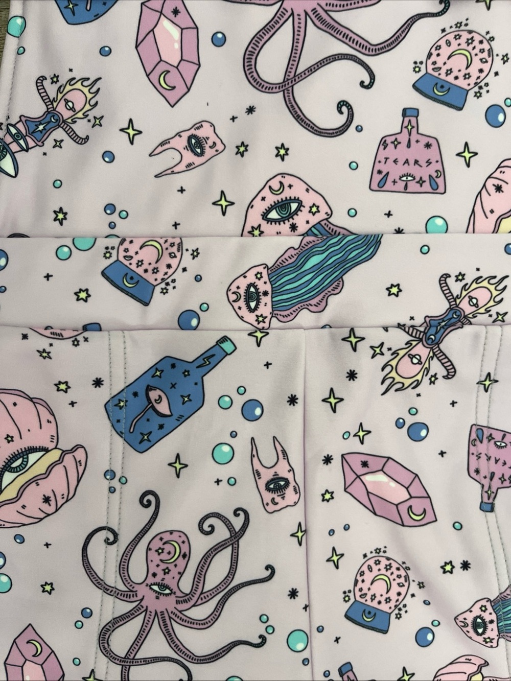 Blackmilk Pastel Ocean Print Adjustable Shortalls in Pink & Blue - Picture 3 of 4
